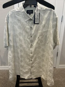 Herren Nat Nest XL Seidenmischung Kurzarm Tasche Hemd Creme & Grün Neu mit Etikett - Bild 1 von 5