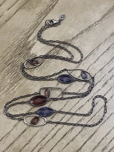 Silpada Halskette rosa lila Glas Sterlingsilber signiert 40 Zoll lang "Regalia" - Bild 1 von 3