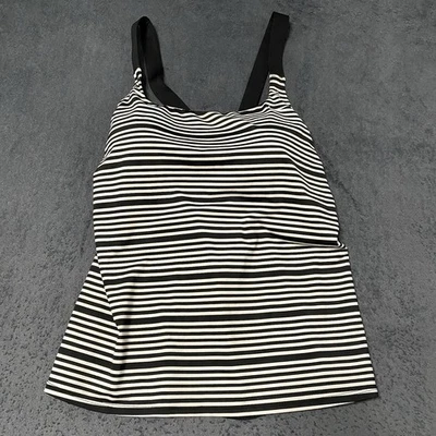 Camiseta sin mangas Nike para mujer XL negra blanca a rayas sujetador con estante incorporado camisa atlética Foto 1 de 4