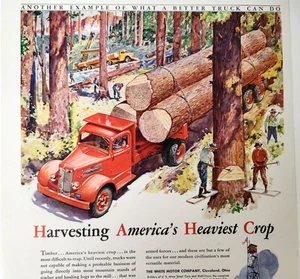 Camión maderero madera blanco Motor Co vintage 1942 anuncio revista impresión - Imagen 1 de 7