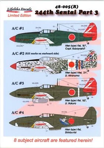 Lifelike Decals 1/48 JAPANESE 244TH SENTAI Ki-61 HEIN Part 3 - Picture 1 of 3