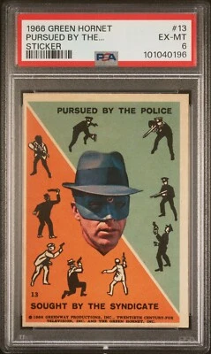 1966 GREEN HORNET STICKER #13 PURSUED BY THE POLICE PSA 6 EX-MT - Image 1 of 3