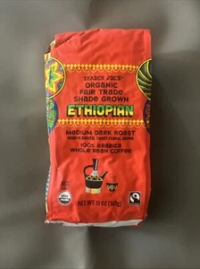 Trader Joe's Organic Fair Trade ETHIOPIAN Medium Dark Coffee 13 oz BB 4/15/2025 - Picture 1 of 4