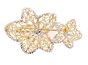 Modernist 14k Gelbgold offene Schnörkel filigran Blumen Blatt Anstecknadel Brosche 4,4 Gramm - Bild 1 von 4