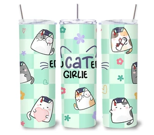 20oz Tumbler Grad Cats, Lid Reusable Straw Stainless Steel Insulated Drink Cup - Picture 1 of 7