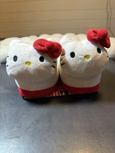 New Sanrio HELLO KITTY Women's Plush Slippers Red/White Size XL 9-10 Cute Fun - Picture 1 of 6