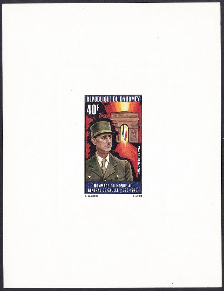 Dahomey ScC136 Charles de Gaulle (1890-1970), Arco del Triunfo, prueba de lujo Foto 1 de 1