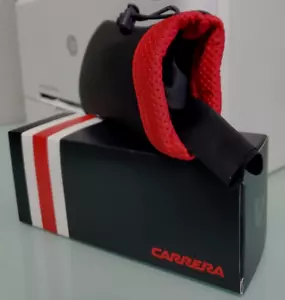 CARRERA EYEWEAR SUNGLASSES BLACK-RED SOFT POUCH CASE+PAPER BOX - Picture 1 of 6