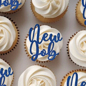 New Job Cupcake Toppers Good Luck Cake Decoration Gift Moving Retirement - Picture 1 of 2