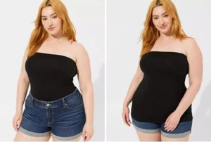 NEW Torrid Sz 5 Foxy Tube Top Women 5X 28 Black Strapless Knit Stretch Plus J09X - Picture 1 of 5