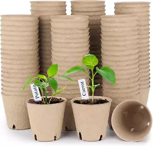 Homenote Peat Pots, 120 Pcs 3.15 Inch Seed Starting Pots with Drainage Holes rou - Picture 1 of 12