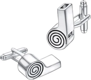 Classy Whistle Shape Cool Men's Suit Shirt Cufflinks In 935 Argentium Silver - Picture 1 of 9
