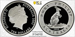 2003 Australia Port Phillip $10 Silver Proof Coin PCGS PR69DCAM - Picture 1 of 4