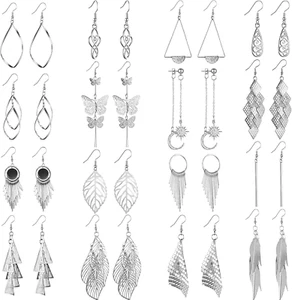 Dangle Earrings for Women, 16 Pairs Statement Earrings Butterfly Moon Earring S - Picture 1 of 6