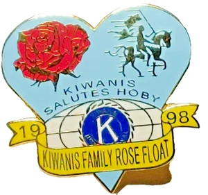 Rosenparade 1998 "Kiwanis Family Rose Float" Kiwanis Salute Hoby" Anstecknadel - Bild 1 von 2