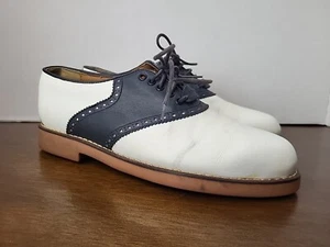 Polo Ralph Lauren Saddle Oxford Golf Shoes Men's Size 8 B Blue White Leather - Picture 1 of 10