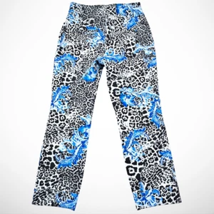 NY&Company Whitney pantaloni crop pull on donna M blu stampa floreale lepardo elasticizzato - Foto 1 di 14