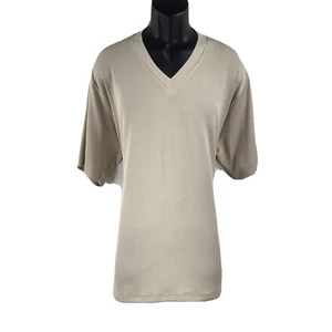Allora Men's T-Shirt Beige V-Neck Dressy Knit Corded Lightweight Sizes XL - 3XL - Picture 1 of 3