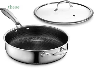 HexClad Hybrid Nonstick 3.3 Qt Deep Sauté Pan and Lid, Dishwasher ,new product - Picture 1 of 6