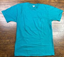 vintage usa single stitch pocket t-shirt LARGE blank teal TOWNCRAFT 90s F1