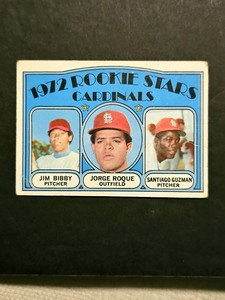 1972 Topps Cardinals Rookie Stars Jim Bibby/Jorge Roque/Santiago Guzman (Crease)