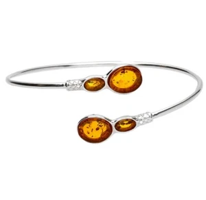 Brazalete Brazalete Ámbar Báltico Piedras Preciosas Multicolor Plata de Ley 925 Coñac - Imagen 1 de 1