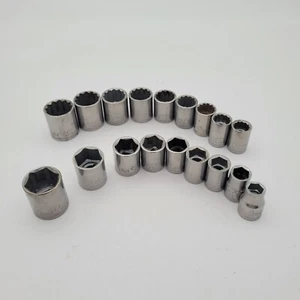 Vintage Craftsman G 3/8" Drive Metric 18 Pc Socket Set 11-19mm 12 Pt & Some 6 Pt - Picture 1 of 7