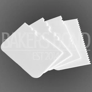 Set of 4 Patterned Edge Side Scrapers Baking Tool Pastry Icing Fondant Smoothing - Picture 1 of 1