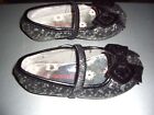 CHILDRENS WALKRIGHT SHOES SIZE 6 BLACK & SILVER WITH BLACK BOW & STRAP