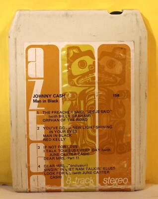 Johnny Cash / Man in Black Aztec 8-Track Cartridge Tape June Carter VTG Country Foto 1 de 4