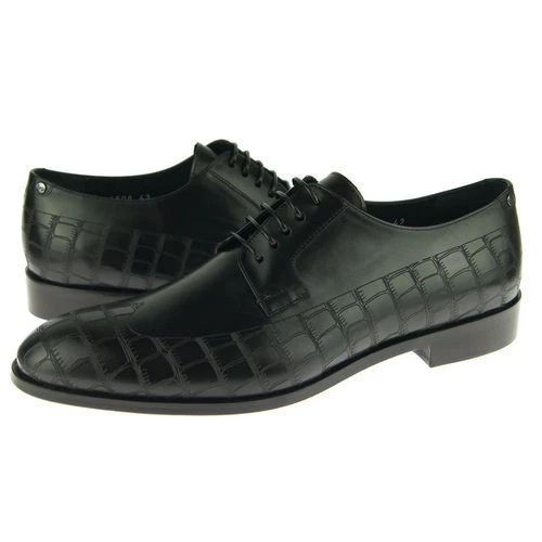 Corrente 4508 Crocodile Print Derby, Men's Lace-up Oxford Shoes, Black - Image 1 of 1