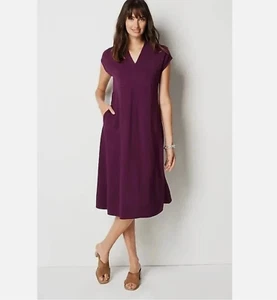 J. Jill Wearever lila Doubleface Jersey Flügelärmel Kleid MP Fit ausgestellte Taschen - Bild 1 von 17