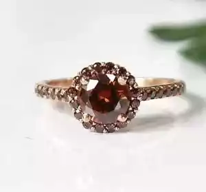 2.00 Ct Round Cut Simulated Diamond Wedding Halo Ring 14K Rose Gold Plated - Picture 1 of 5