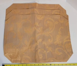 Set of 3 Gold Tone Filigree Washable Fabric Cloth Placemats 17.75" x 12.75"  - Picture 1 of 9