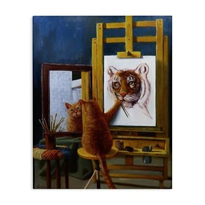 Stupell Industries Cat Confidence Self Portrait as a Tiger Funny Painting Can... - Picture 1 of 7