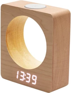 Wooden Digital Alarm Clock with LED Light - Adjustable Brightness, 3 Alarm Setti - Picture 1 of 6