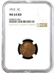 1912 RED LINCOLN CENT ~ RED ~ NGC MS64 RD - PRICED RIGHT! - Picture 1 of 4