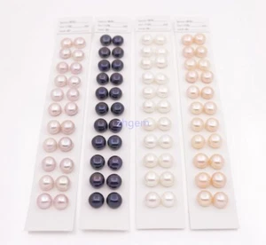 1 Par 11.5mm Botón Perla Medio Agujero Pendiente Hacer Blanco Rosa Morado Negro - Imagen 1 de 13