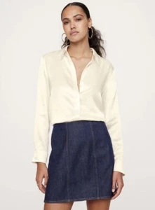 Banana Republic Women's NWT The Perfect Silk Shirt Large Petite Cream # 538190 - Picture 1 of 1