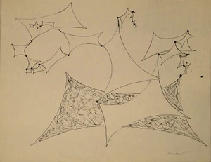 Robert Preusser Texas Modernist 1941-42 disegno a inchiostro dal tempo al nuovo Bauhaus - Foto 1 di 3