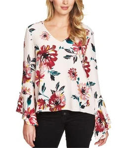 1.STATE Womens Printed Cascade-Sleeve Pullover Blouse, Pink, X-Small - Picture 1 of 1