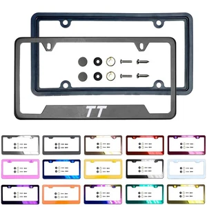 New Laser Etched Customize Stainless Steel License Plate Frame Metal Caps Fit TT - Picture 1 of 115