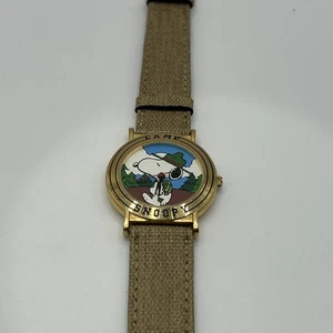 Peanuts Camp Snoopy Wrist Watch Leather Band - Picture 1 of 11