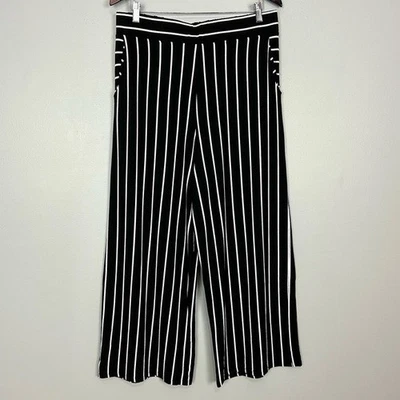Pantalones Lisa Bayne a Rayas Pierna Ancha Para Mujer Talla L Elastizados Jersey Tejido Bolsillos Foto 1 de 4