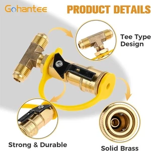 5Pcs RV Propane Quick Connect Fitting Set with Tee Splitter and Sealing Tape - Picture 1 of 9