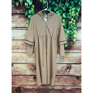 Neu Midikleid mit durchgehendem Reißverschluss Staubtuch verziert Taille Lagenlook Ärmel Medium 6/8 - Bild 1 von 8