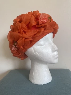 Vintage Bellini Original Naranja Flor Usado en Excelente Condición Declaración Jardín Fiesta Años 50 60 Unión Foto 1 de 4