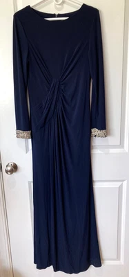 Vince Camuto Sz 8 Womens Blue Navy Beaded Evening Dress Gown Formal Minimalist - Image 1 of 4