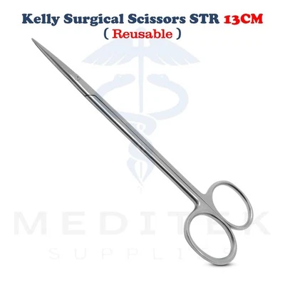 Kelly Scissor Straight 5" Sharp/Sharp Dental Surgical Medical ENT Instruments - Image 1 of 4