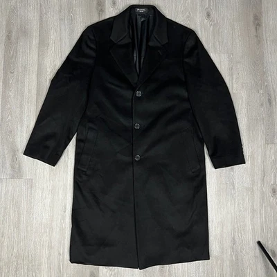 John W Nordstrom Wool Cashmere Overcoat 42R Mens Black Long Jacket - Image 1 of 4
